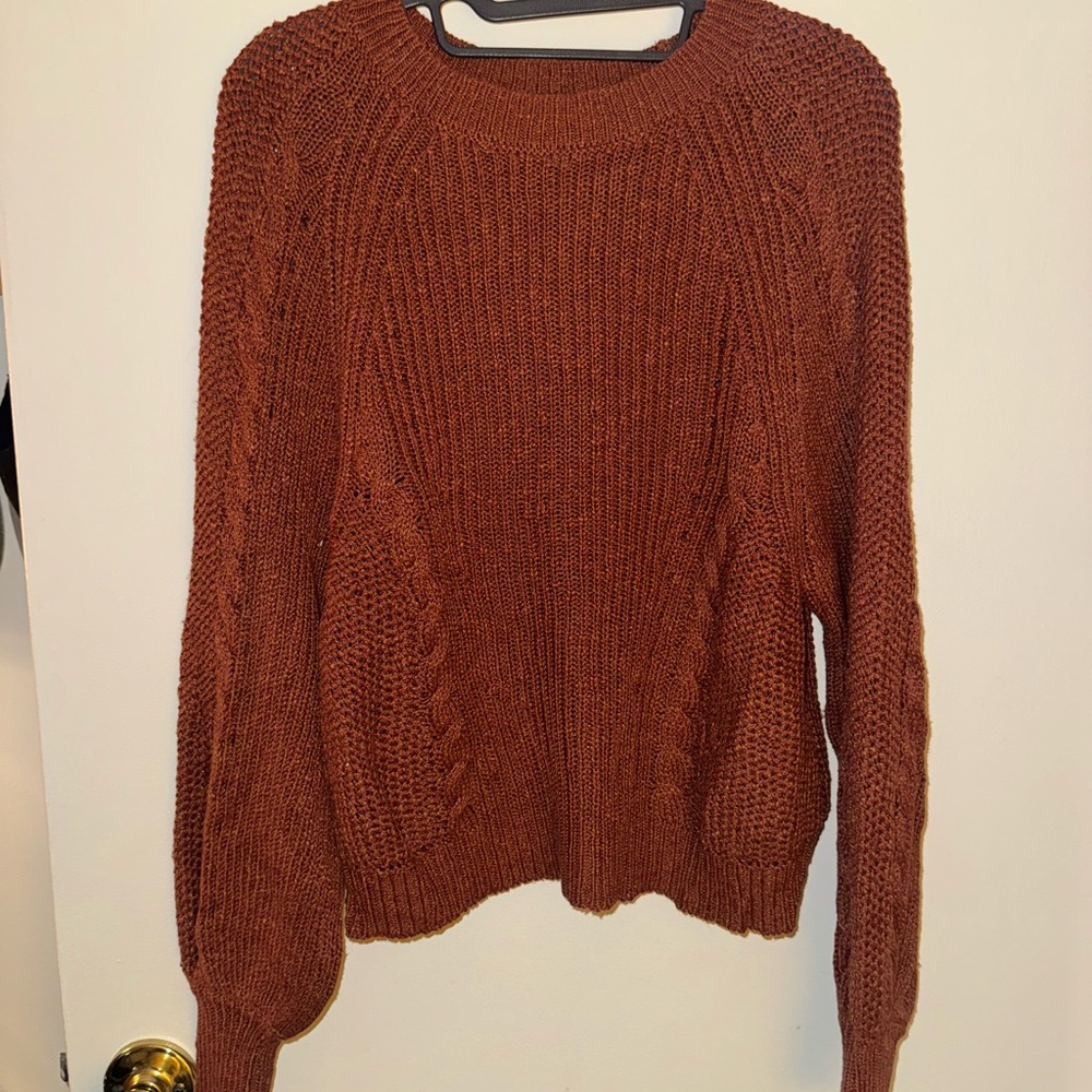 American Eagle Outfitters Rust Cable Knit Sweater